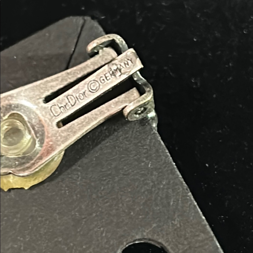 Dior Silver Rectangular Earrings With Central Gem… - image 3